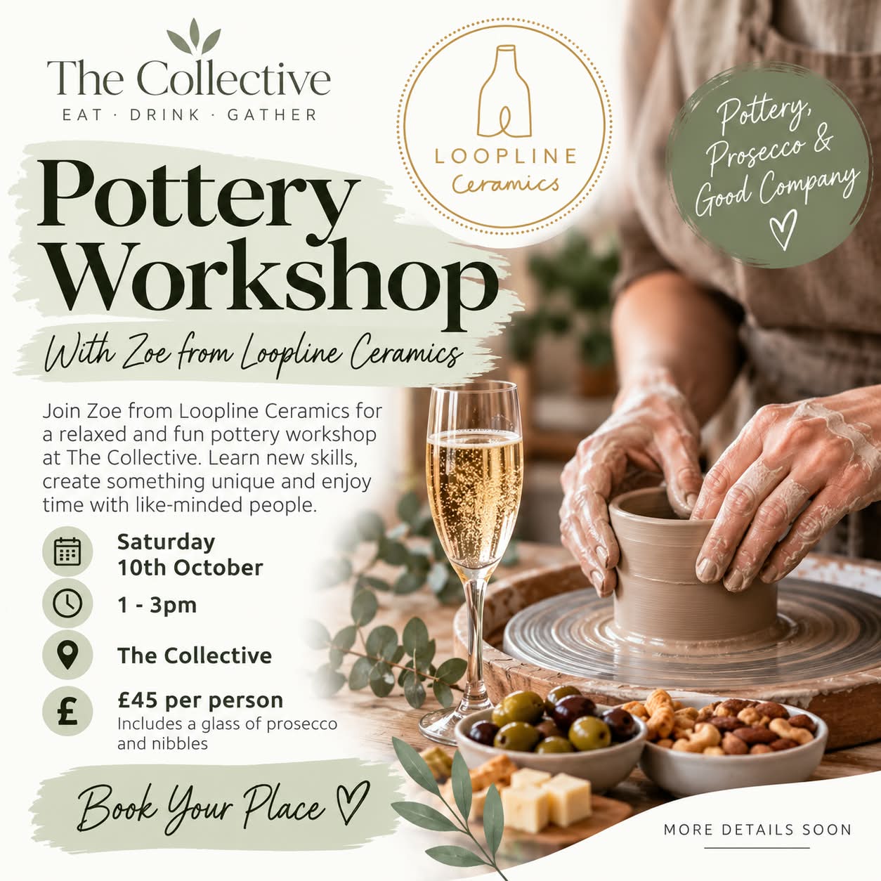 Pottery Workshop with Zoe from Loopline Ceramics at The Collective, Saturday 10 October 2026