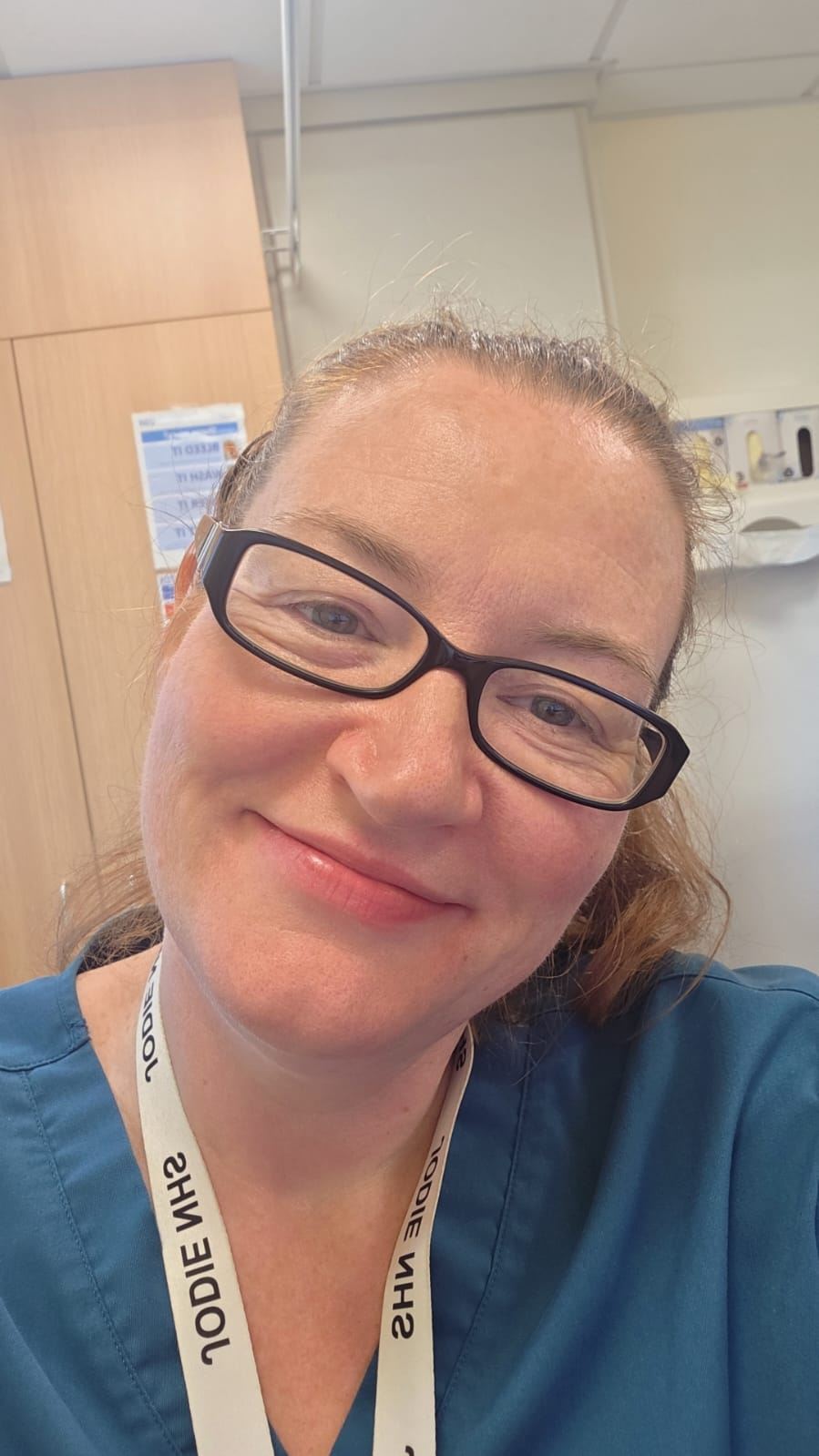 Jodie in a clinical healthcare setting