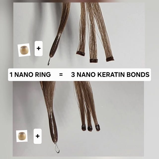 Close view of a Natalia hair-extension method